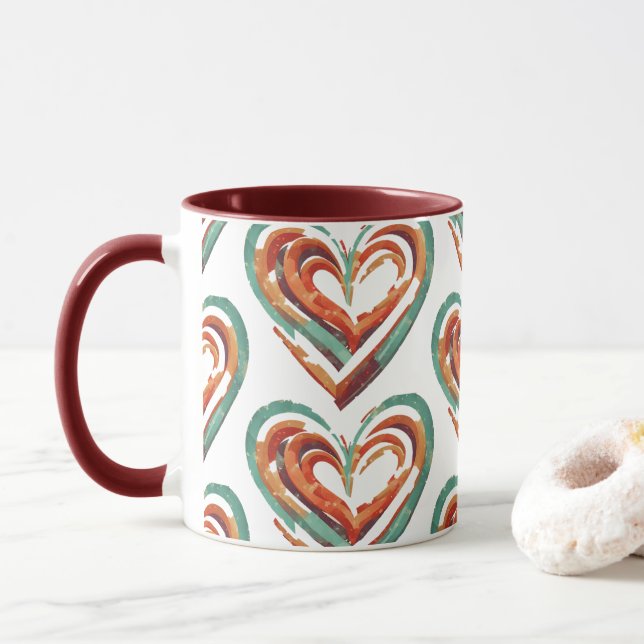 Heart-Shaped Retro  Mug (With Donut)