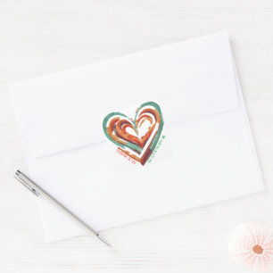 Heart-Shaped Retro Square Sticker