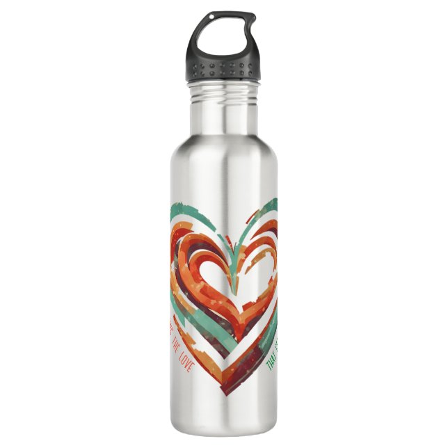 Heart-Shaped Retro Stainless Steel Water Bottle (Front)
