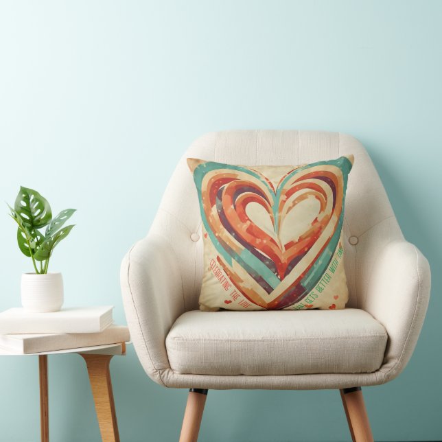 Heart-Shaped Retro Throw Pillow (Chair)