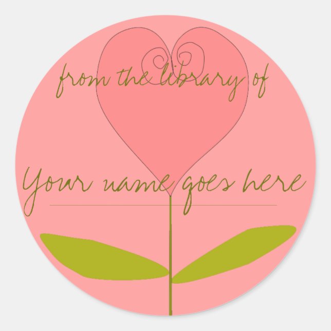 Heart Shaped Rose Bookplate (Front)