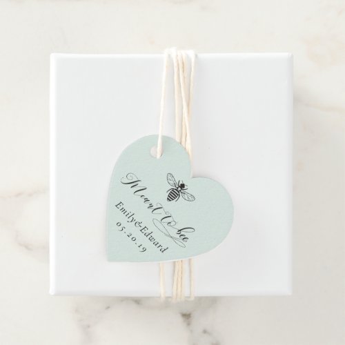 Heart Shaped Sage Meant to Bee Wedding Favor Tags