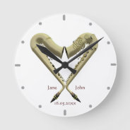 Heart Shaped Saxophones Wall Clock For Couples at Zazzle