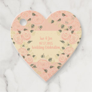 Heart Shaped Shabby Chic Flowered Favor Tags