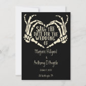 Heart Shaped Skeleton Hands Save the Date STD Invitation (Front)