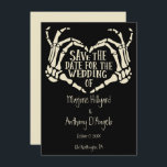 Heart Shaped Skeleton Hands Save the Date STD Invitation<br><div class="desc">Create some some wonderfully macabre and creepy looking save the date invites for your wedding. These save the date cards feature an illustration of skeleton hands in a heart shape framing the message SAVE THE DATE FOR THE WEDDING OF with space below for adding your wedding details. The text and...</div>
