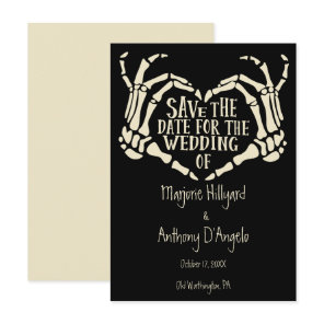 Heart Shaped Skeleton Hands Save the Date STD Invitation