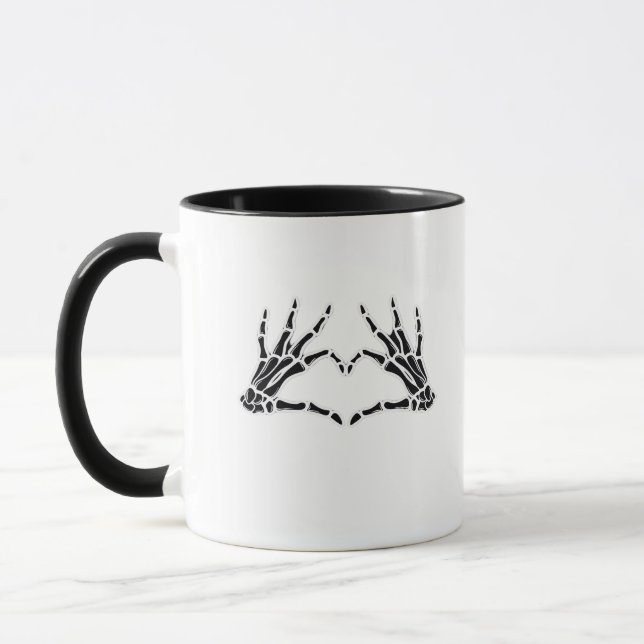 Heart-Shaped Skeleton Hands - Unique Art For Skele Mug (Left)