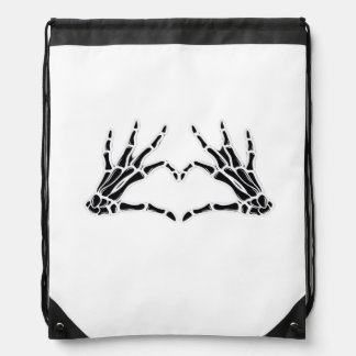 Heart Shaped Skeleton Hands Unique Art Vintage Drawstring Bag
