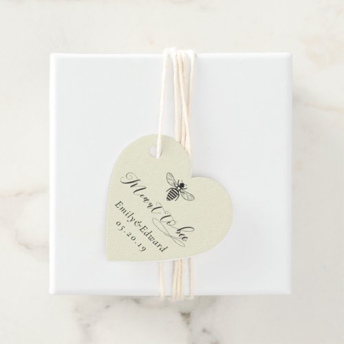Heart Shaped Soft Yellow Meant to Bee Wedding Favor Tags