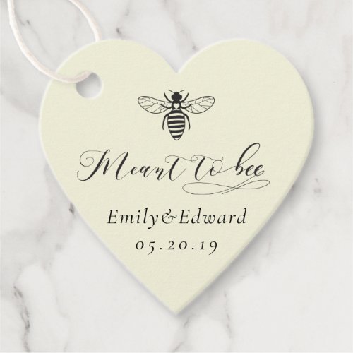 Heart Shaped Soft Yellow Meant to Bee Wedding Favor Tags