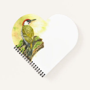 Heart-Shaped Spiral Notebook with Watercolor Green