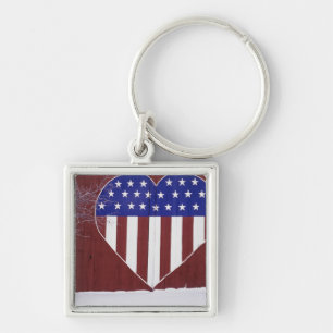 Heart-Shaped Stars and Stripes Keychain