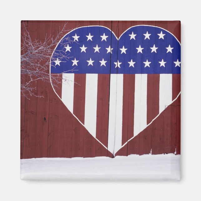Heart-Shaped Stars and Stripes Magnet (Front)
