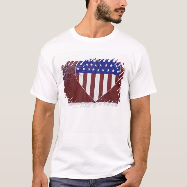 Heart-Shaped Stars and Stripes T-Shirt (Front)
