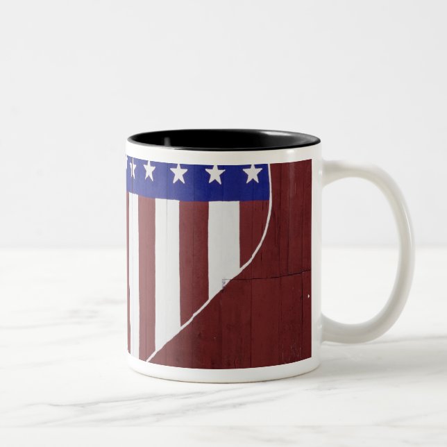 Heart-Shaped Stars and Stripes Two-Tone Coffee Mug (Right)