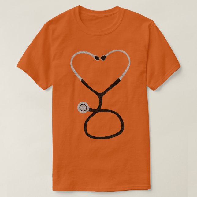 Heart Shaped Stethoscope for Doctor or Nurse T-Shirt (Design Front)