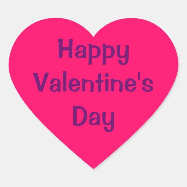 Heart Shaped Sticker - Happy Valentine's Day. (Front)