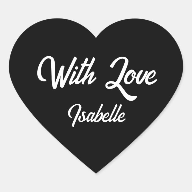 Heart-shaped Sticker saying "With Love" (Front)