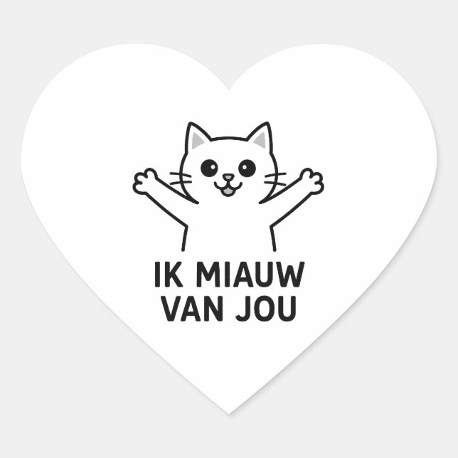 Heart-shaped sticker with cat image (Front)