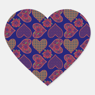 Heart-shaped Stickers, Hearts, Roses, Deep Blue Heart Sticker
