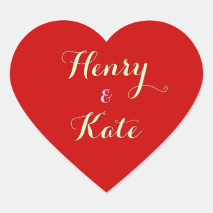 Heart Shaped Stickers with Name Romantic Love