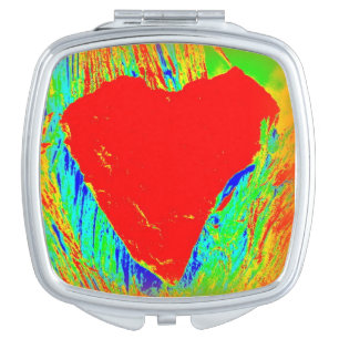 heart-shaped stone compact mirror