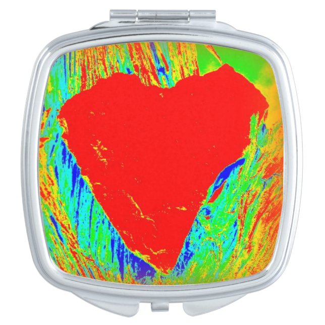 heart-shaped stone compact mirror (Front)