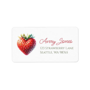 Heart Shaped Strawberry Address Label