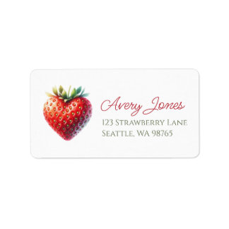 Heart Shaped Strawberry Address Label