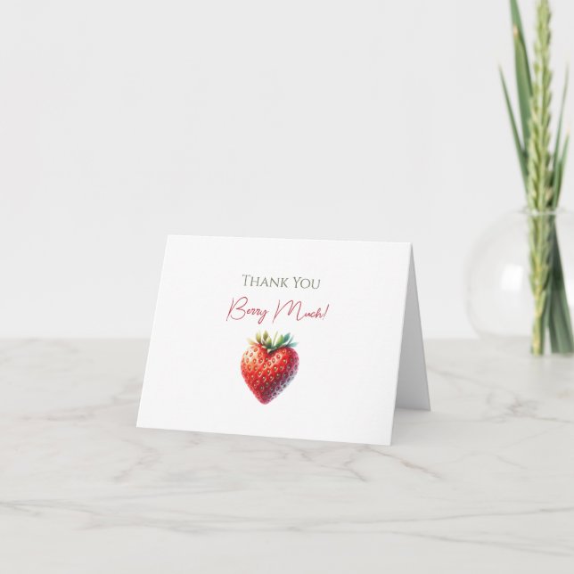Heart Shaped Strawberry Thank You Card (Front)