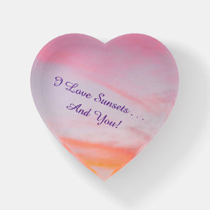 HEART-SHAPED/SUNSET/"I LOVE SUNSETS AND YOU" PAPERWEIGHT