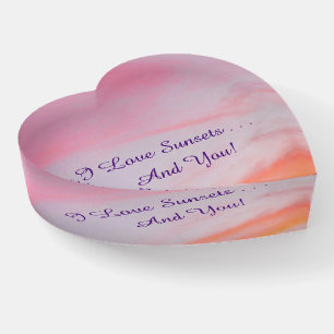 HEART-SHAPED/SUNSET/"I LOVE SUNSETS AND YOU" PAPERWEIGHT