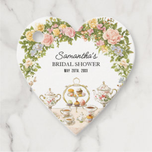Heart shaped Tea Party Bridal Shower Favors Tag 