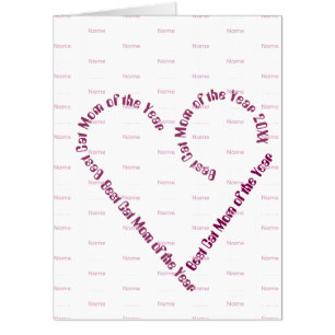 Heart Shaped Text Best Cat Mom Year Name Card