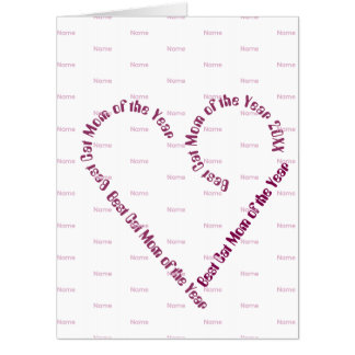 Heart Shaped Text Best Cat Mom Year Name  Card