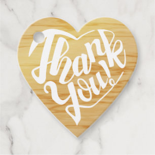 Heart shaped thank you in 8 languages calligraphy favor tags