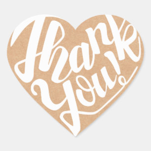 Heart shaped thank you in 8 languages calligraphy sticker