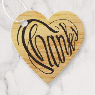 Heart shaped thanks in 6 languages favor tags