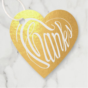 Heart shaped thanks in 6 languages foil favor tags