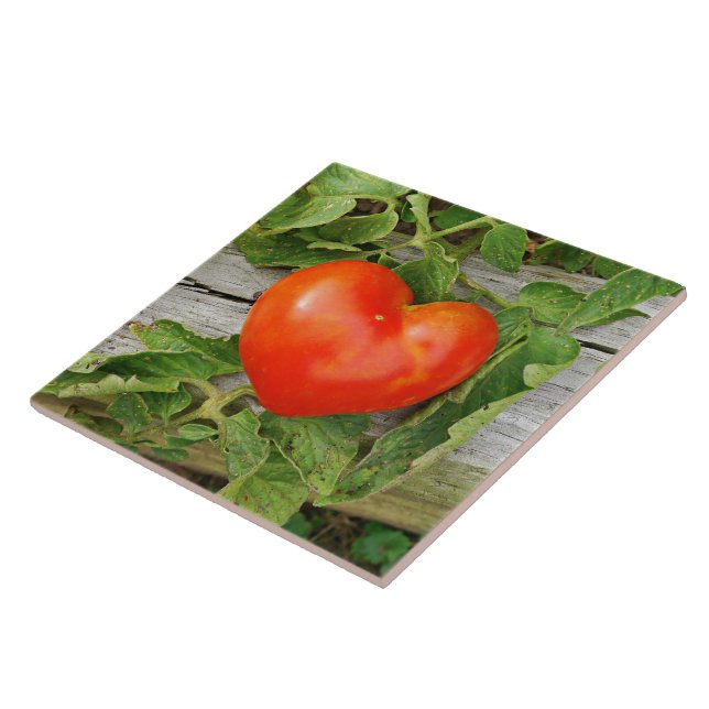 Heart Shaped Tomato Ceramic Tile (Side)