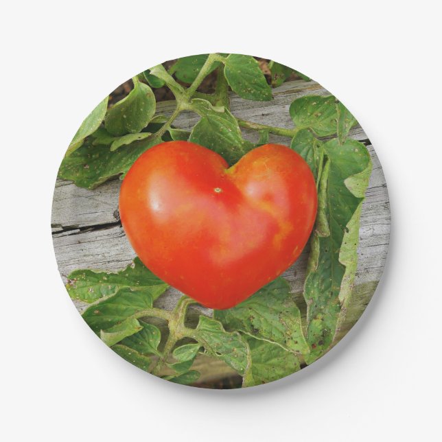 Heart Shaped Tomato Paper Plates (Front)