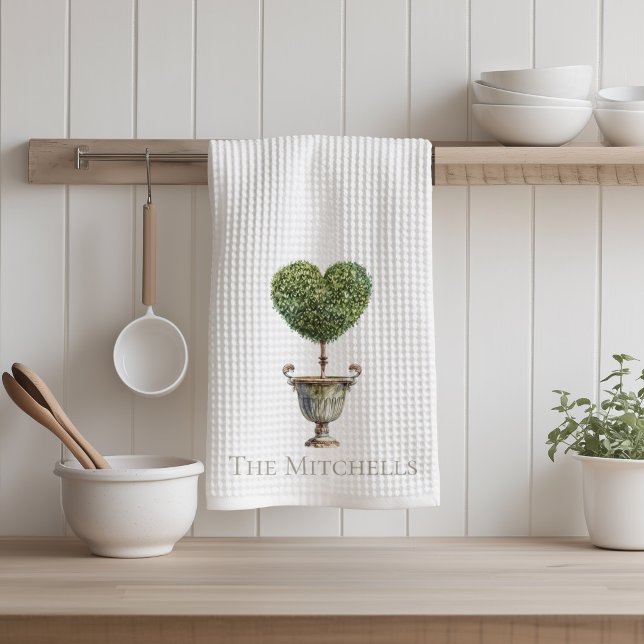 Heart Shaped Topiary Tree Kitchen Towel (Heart Topiary Tree)