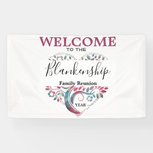 Heart Shaped Tree Family Reunion Template Banner
