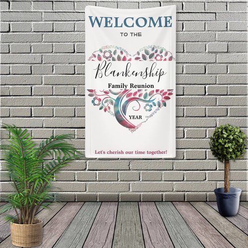 Heart Shaped Tree Family Reunion Template Banner