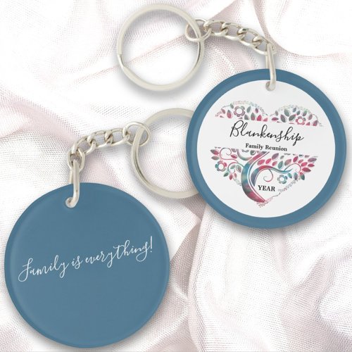 Heart Shaped Tree Family Reunion Template Keychain