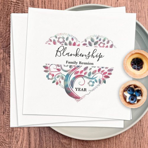 Heart Shaped Tree Family Reunion Template Napkins