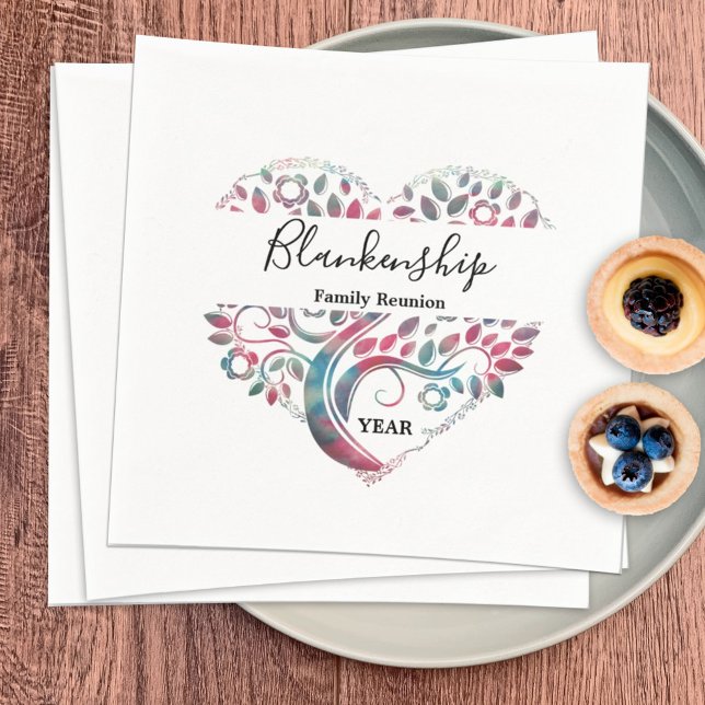 Heart Shaped Tree Family Reunion Template Napkins (Creator Uploaded)