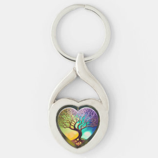 Heart shaped Tree Of Life Ornament Keychain