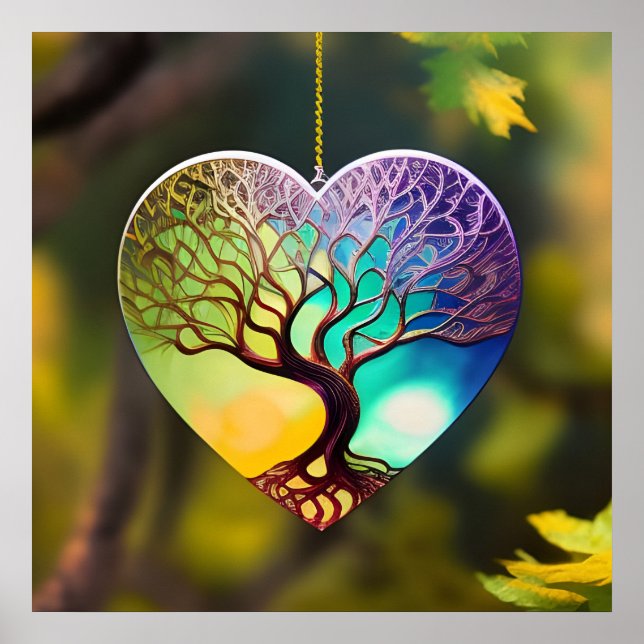 Heart shaped Tree Of Life Ornament Poster (Front)